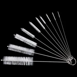 10Pcs /Set Stainless Soft Hair Suction Glass Tube Cleaner Brushes Nylon Bottle Fish Tank Pipe Brush Household cleaning tools 9320