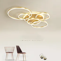 Gold White Modern LED Chandelier Lights For Living Study Room Dimmable Indoor Lamps Parlor Foyer Luminaire