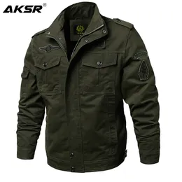 AKSAR Plus Size Men Spring Autumn Cotton Military Jacket Coat Army Men's Bomber Pilot Jackets Mens Cargo Lightweight Jacket 201120