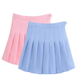 Merry Pretty New Fashion Women Skirt High Waisted Solid Mini Skirts Womens Black Pink Bottoms Pleated Skirt Zipper Saia Preta T200712