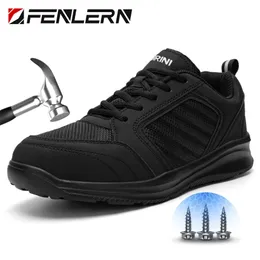 Fenlern Winter S3 Women Safety Shoes Men Steel Toe Waterproof Light Weight Composite Slip On Work Boots 220115
