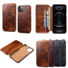 Business Retro Flip Leather Wallet Mobiltelefonfodral för Iphone 6 7 8plus X Xr 11 12 13 Pro Max Samsung S20 Note 20