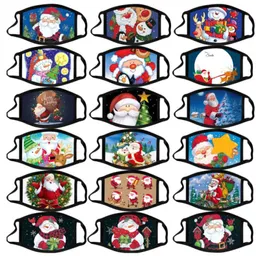 Las máscaras de cara Feliz Navidad de la manera Creatividad Dibujos animados de Santa Elk impresión a prueba de polvo Máscara reutilizable lavable de Navidad Boca