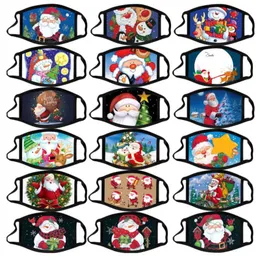 Merry Christmas Face Mask Fashion Creativity Cartoons Santa Elk Printing Masks Dust-proof Reusable Washable Xmas Mouth Mask