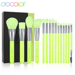 Övriga hälsor Skönhetsposter Docolor Neon Makeup Brushes 10 / 15pcs Professionellt syntetiskt hårpulver Foundation Eye Shadows Blandning Kontur Gör upp 220211