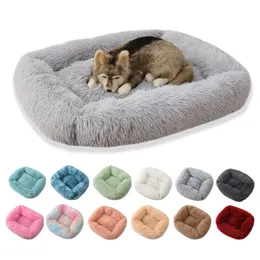 Dog Bed Sofa Long Plush Square Kennel Winter Warm Puppy Mat Cat Nest Soft House Non-slip Basket Cushion for Dogs Pet Supplies 201223