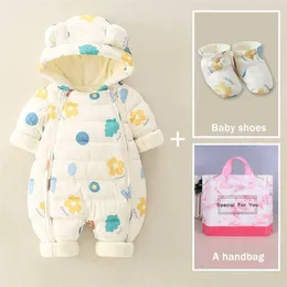 JXYSY Autumn Winter Baby Romper Girl Cotton Hooded Overalls For Boys Infant Jumpsuit Kids Clothes born 211229