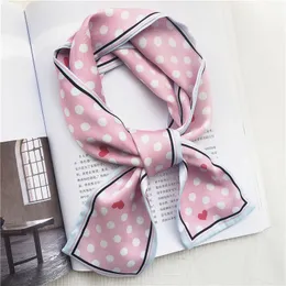 Luxury-2020 Small Dots Skinny long silk Scarf Head Neck Scarf Foulard Femme Bandana Elegant Women's Hair Tie Band Wrap Hand kerchief