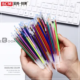 60/100/120 Multicolour Ballpoint Gel Pen Highlighter Refill Colorful Shining Canetas para escrever Pintura Graffiti Stationery 201111