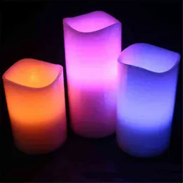 3 Piece Set Flameless Colorful Remote Control Candle Light LED Electronic Timer Candle Light Night Light Christmas Decoration