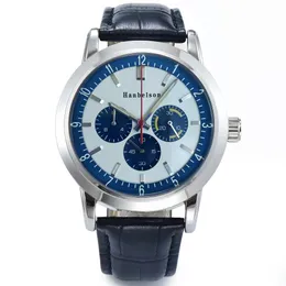 2022 Zegarki Dla Mężczyzn Montre De Luxe Wristwatches montre Japonia VK Kwarcowy Ruch Chronograph Dwa Tone Face Blue Skórzany Pasek Orologi Da Uomo di Lusso