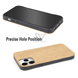 Nowy styl Ekologiczne Przypadki telefoniczne dla iPhone 6S 7 8 Plus 11 12 13 Pro X XR XS MAX 2022 Moda Wiśnia Wood TPU Pusta Back Cover Shell Top-Selling