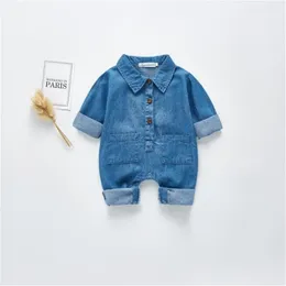 Newborn Clothes Boy Spring Soft Denim Infant Jumpsuit Overalls Long Sleeve Baby Girl Romper 201028