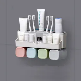 Toothbrush Holder Bathroom Storage Toothbrushes Rack Shelf Bracket Plastic Toothpaste Organizer LJ200904