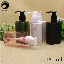 30 pcs Free Shipping 150 ml Plastic Empty Square bottles pump Top Grade New Style Shampoo Cosmetic Containers Wholesale
