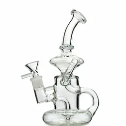 Heady Hookahs 구부러진 유형 봉유 Dab rigs 리사이클러 클라인 토네이도 유리 봉 14mm 그릇 또는 벤터 워터 파이프