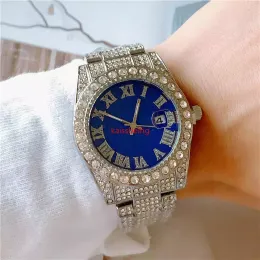 2022 Hohe Qualität Herren Frauenuhr Voll Diamant Euro Out Strap Designer Uhren Quarz Bewegung Paar Liebhaber Uhr Armbandwatchke