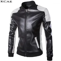 Męska skóra Faux Hurtownie-Punk Silnik Kurtka Motocykl Czarne Białe Kurtki Mężczyźni Motocykl Slim Fit Biker Mężczyzna PU Coat1