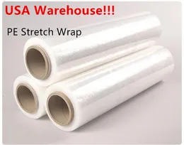 Local Warehouse! PE Stretch Wrap Clear Shrink Wrap Stretch Film för flyttning och förvaring Slitstarkt vidhäftning Förpackning Flytta Shrink Film US Stock
