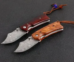 Wysokiej jakości VG10 Damascus stalowy nóż do składania stali Rosewood + blacha stalowa EDC Noże kieszonkowe z nylonowym