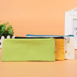 Blank Canvas Zipper Pencil Bags Solid Pencil Fodral Pen Peuch Stationery Case Clutch Bag Organizer Bag Storage Bags Customizable
