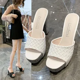 Hoes Women Sandals Sommar Plus Storlek Super Leather High Heel Sandals Tofflor Sexig Fish Mouth Toe Platform High Heel X1020