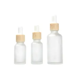 15ml 30ml 50ml Frostat Amber Vit Glas Dropperflaska med lock 1oz Glas Essential Oljeflaska LX3438