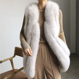 Oftbuy prawdziwa futrzana kamizelka płaszcza zimowa kurtka Kobiety naturalny lis futra odzież wierzchnia gruba ciepła nowa moda luksus luksus
