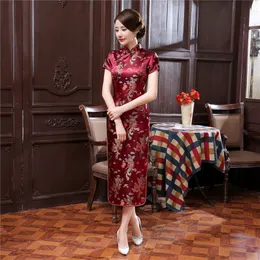 17 Colors Chinese Cheongsam伝統的な結婚式のQipao女性刺繍エレガントなスプリットドレス女性の花ボディコンCheongsam LJ200827