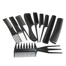 10 yıl mağazanın 10pcs Seti Profesyonel Saç Fırçası Tarak Salon Berber Anti-statik Saç Combs Saç Fırçası Kuaförlük Combs Saç Bakımı Şekillendirme Too