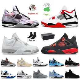 WITH BOX 2022 Jumpman 4 4s Basketball Shoes Zen Master Red Thunder Fire Red Sail White Oreo University Blue Women Mens Trainers With Socks Sports Sneakers Military Bla