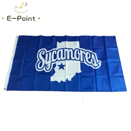 NCAA Indiana State Sycamores Bayrak 3 * 5ft (90 cm * 150 cm) Polyester Bayrak Banner Dekorasyon Uçan Ev Bahçe Bayrağı Şenlikli Hediyeler