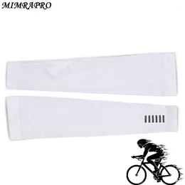 Elbow knäskydd Mimrapro Arm Warmers White Lycra Breattable UV Protection Cycling Fitness Basketball Pad Sport Outdoor Warmer1