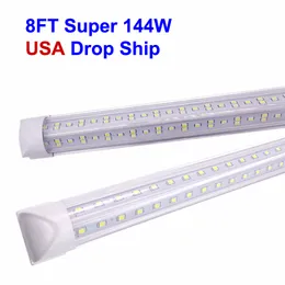 V W Kształcie Zintegrowane Rury LED Light 8FT Tube T8 144W Podwójne strony Kształt Oświetlenie fluorescencyjne 85V-275V 8 stóp LEDS Lights Lights