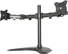 Dual Monitor Mount Stand, helt justerbar skrivbord Fristående för 2 LCD-LED-skärmar upp till 27 tum (Stand-V002P)