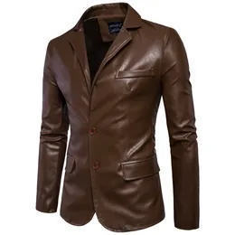 PYJTRL Men's Wear PU Leather Clothing Loose Coat Blazers Jaket Men 201120