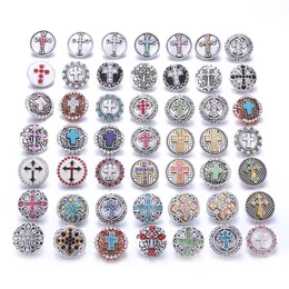 Charm Bracelets 10pcs Wholesale Cross Faith 18mm Snap Jewelry Mixed Metal Rhinestone Button Fit Bracelet Bangles Necklaces1