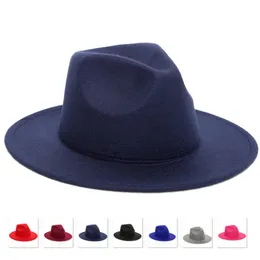 Men Women Autumn Winter Fedora hats Imitation Wool Felt hat Mens Fashion Jazz Panama Cap Fedoras Chapeau caps Stingy Brim hats Wholesale