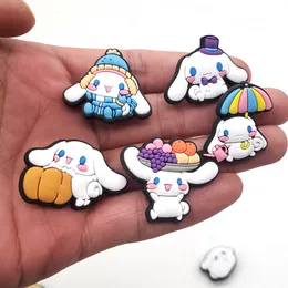 Single Sale 50pcs Cute Girls Rabbit Shoe Charms Accessories Decorations PVC Croces jibz Buckle for Kids Party Xmas Gifts