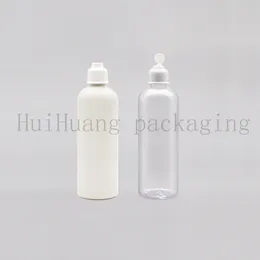 30pcs 300ml claras frascos redondos PET vazio branco com flip Tamanho tampa superior Cosméticos 300cc viagem Jars Ltion plástico