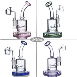 6 polegadas Azul Verde Roxo Rosa Nini Dab Rigs Bubbler Heady Glass Bongs 14,4 mm Banger para fumar narguilés em estoque