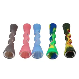 Silicone Prometheus One Hitter Bat Herb Vaporizador Tobacco Tubos Nano Pyrex Vidro com Tubo de Silicone contra Vidro Twisty