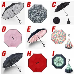 Flerfärgat omvänt paraply Handfritt bilpresentparaply dubbeltyg väderbeständig reklamparaply Kreativitet Regnkläder YL0056