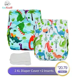 EezKoala Big XL Größe 2 Stück Windel + 2 Stück Einlage Stoffwindelhülle Waschbar Baby Wiederverwendbare echte Stofftasche Windelhülle 201117