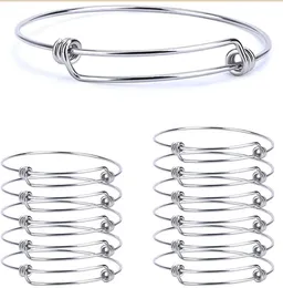10Pcs Lot Expandable Wire Cuff Bangle Bracelet Adjustable Stainless Steel Bulk for Jewelry Making 2.4 Inches