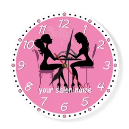 Manicure Salon Wall Clock Nail Salon Spa Personalized Wall Clock Custom Artwork Pedicure Art Nail Studio Business Wall Art Decor Y200110