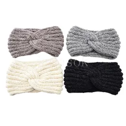 Stickat Cross Hairband Sports pannband Örskydd Huvudbonad Handgjorda Tousle Accessories Warm Corduroy pannband DE185