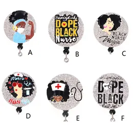 Medical Key Rings Multi-style Black Nurse Rhinestone Retractable ID Holder For Name Card Accessories Badge Reel With Alligator Clip