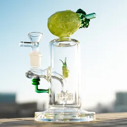 Neue hintere Glasbongs Obst geformte Schutzhülle Duschkopf PERC Wasserleitungen DAB Öl Rigs Pfirsich Ananasfrucht innen 14,5mm Weibchen mit Schüssel DHL20092