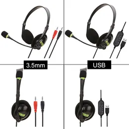 Wired Gaming Headset Gamer USB 3.5mm Över-Ear Stereo Hörlurar Hörlurar med mikrofon för bärbar dator PC